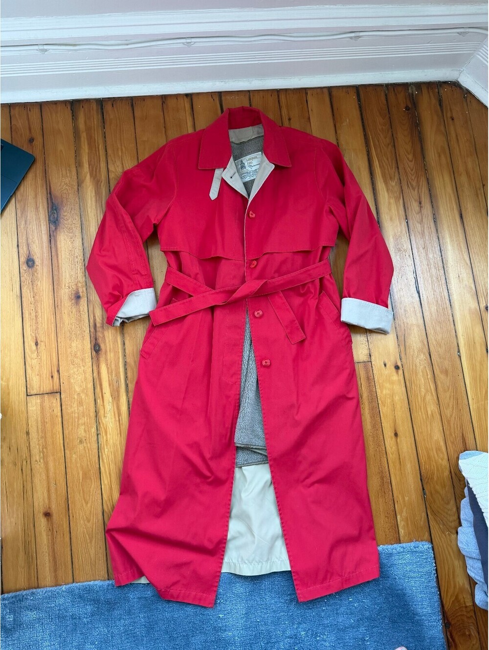 Vintage 80's Women's London Fog Red Trench Coat Size 14 Made in USA
